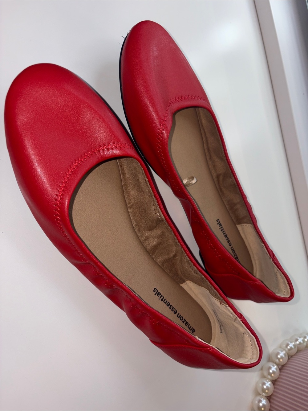 Amazon Essentials Red Slip-On Ballet Flats